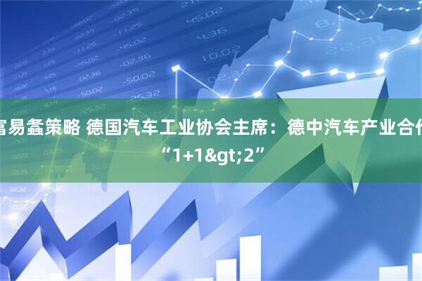富易螽策略 德国汽车工业协会主席：德中汽车产业合作“1+1>2”